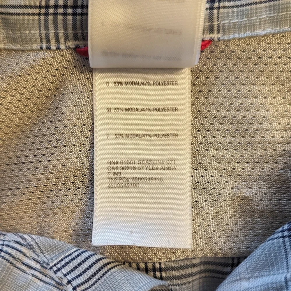 North Face | Lightweight Blue Plaid Button Front Shirt Flawed